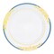White with Blue and Gold Harmony Rim Plastic Dinner Plates - 10.25" (120 Plates)